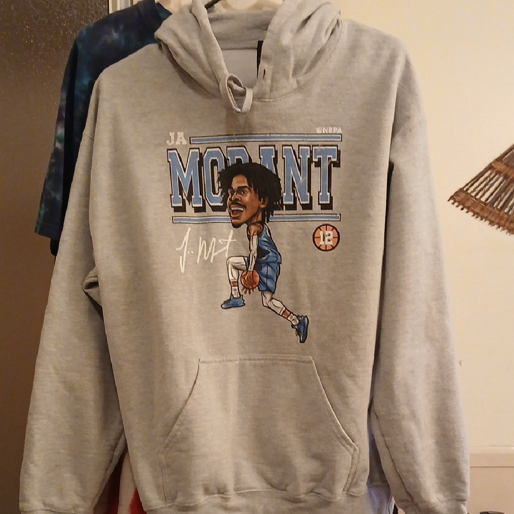 Ja MORANT #12‎ Gray Hoodie with Graphic Design. SZ.M